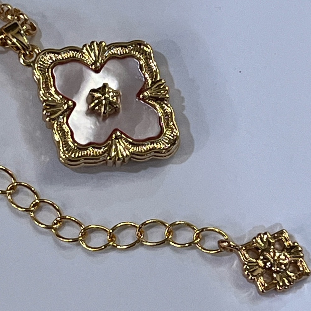 Pink and Gold Double Sided Pendant Necklace